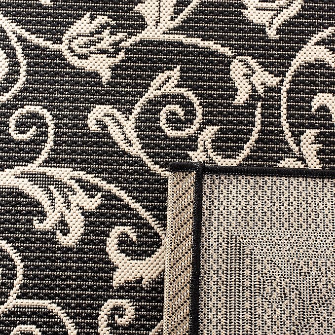 SAFAVIEH Washable Rug Outdoor Courtyard Collection - 2'3" x 10' Runner, Black & Sand, Non-Shedding & Easy Cleaning, Ideal for Patio, Entryway, Mudroom, Hallway, Kitchen (CY2098-3908)