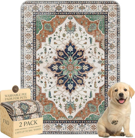 Washable Pee Pads for Dogs,Great Urine Absorbent Reusable Puppy Training Pads,Waterproof,Leak-Proof & Non-Slip Potty Pads for Whelping,Crate,Playpen,Bed.(Dark Teal Floral,18"x24")