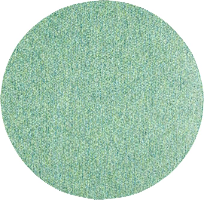 SAFAVIEH Courtyard Collection 6'7" Round Green/Blue CY8521 Indoor/ Outside Waterproof Easy cleansingPatio Backyard Mudroom Area Mat