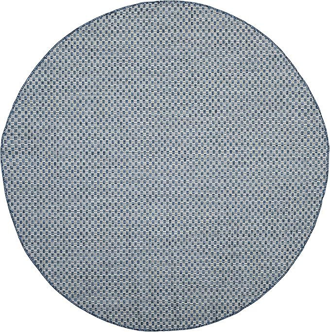 SAFAVIEH Courtyard Collection 7'10" Round Blue/Light Grey CY8653 Indoor-Outdoor Waterproof Easy-Cleaning Patio Backyard Mudroom Area-Rug