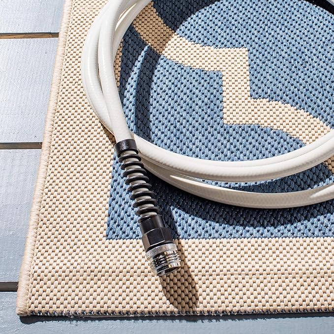 SAFAVIEH Courtyard Collection 2'3" x 12' Blue/Beige CY6914 Trellis Indoor/ Outdoor Waterproof Easy Cleaning Patio Backyard Mudroom Runner Rug
