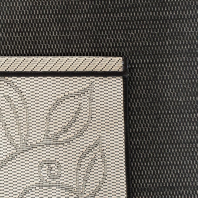 SAFAVIEH Courtyard Collection Area Rug - 6'7" x 9'6", Black & Beige, Non-Shedding & Easy Care, Indoor/Outdoor & Washable-Ideal for Patio, Backyard, Mudroom (CY5139D)