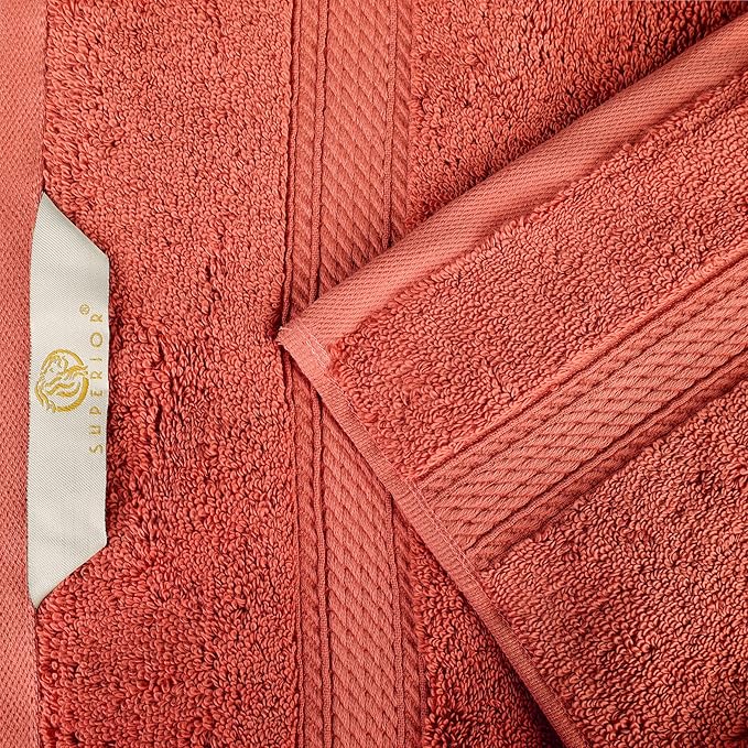 BLUENILEMILLS Madison Egyptian Cotton Towels, Towel Set for Bathroom, Shower, Hotel, Plush, 900 GSM, Highly Absorbent and Ultra-Soft Towels, Bath Essentials, 8 Piece Assorted Towel Set, Coral