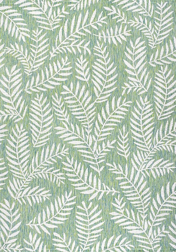 JONATHAN Y Palm Frond Indoor Outdoor Area Rug 5X8 Cream/Green, Nevis for Backyard, Patio, Porch, Easy-Cleaning, High Traffic, Pet-Friendly, Non-Shedding (SMB119G-5)