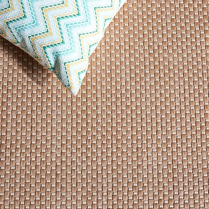 SAFAVIEH Courtyard Collection 7'1" Round Natural/Cream CY8521 Indoor/ Outside Waterproof Easy cleansingPatio Backyard Mudroom Area Mat