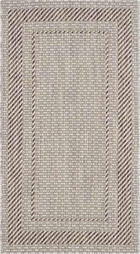 SAFAVIEH Courtyard Collection 2' x 3'7" Beige/Brown CY8477 Indoor/ Outdoor Waterproof Easy Cleaning Patio Backyard Mudroom Accent Rug