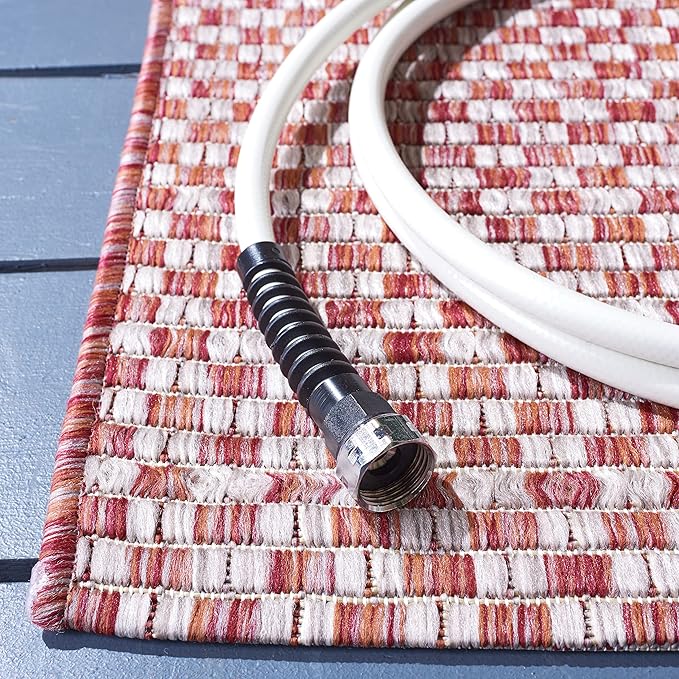 SAFAVIEH Washable Rug Outdoor Courtyard Collection - 2'3" x 8' Runner, Rust & Light Grey, Non-Shedding & Easy Cleaning, Ideal for Patio, Entryway, Mudroom, Hallway, Kitchen (CY8653-36521)