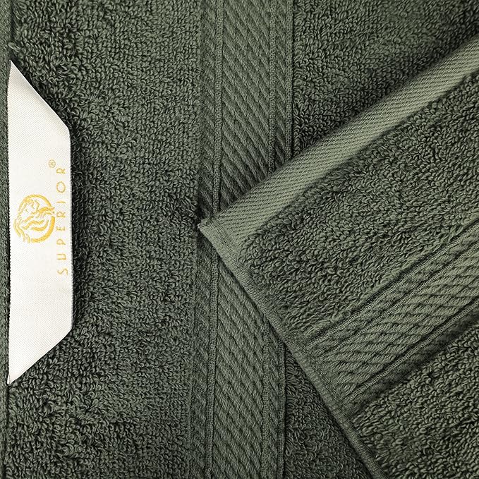 BLUENILEMILLS Madison Egyptian Cotton Towels, Towel Set for Bathroom, Shower, Hotel, Plush, 900 GSM, Highly Absorbent and Ultra-Soft Towels, Bath Essentials, 8 Piece Assorted Towel Set, Forest Green