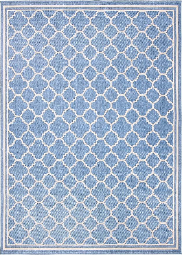 SAFAVIEH Courtyard Collection 8' x 10' Blue/Beige CY6918 Trellis Indoor/ Outdoor Patio Backyard Mudroom Area Rug
