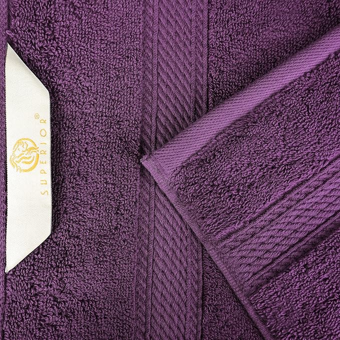BLUENILEMILLS Madison Egyptian Cotton Towels, Towel Set for Bathroom, Shower, Hotel, Plush, 900 GSM, Highly Absorbent and Ultra-Soft Towels, Bath Essentials, 8 Piece Assorted Towel Set, Plum