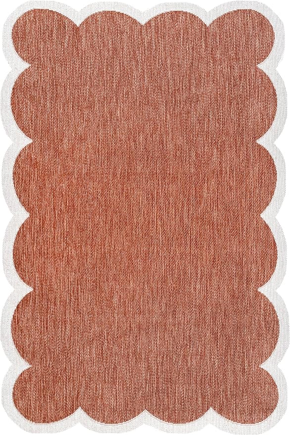 JONATHAN Y Cottage Two-Tone Scalloped Indoor Outdoor Area Rug 5X8 Terra/Cream, Alice Classic for Backyard, Patio, Porch, Easy-Cleaning, High Traffic, Pet-Friendly, Non-Shedding (SHP103C-5)