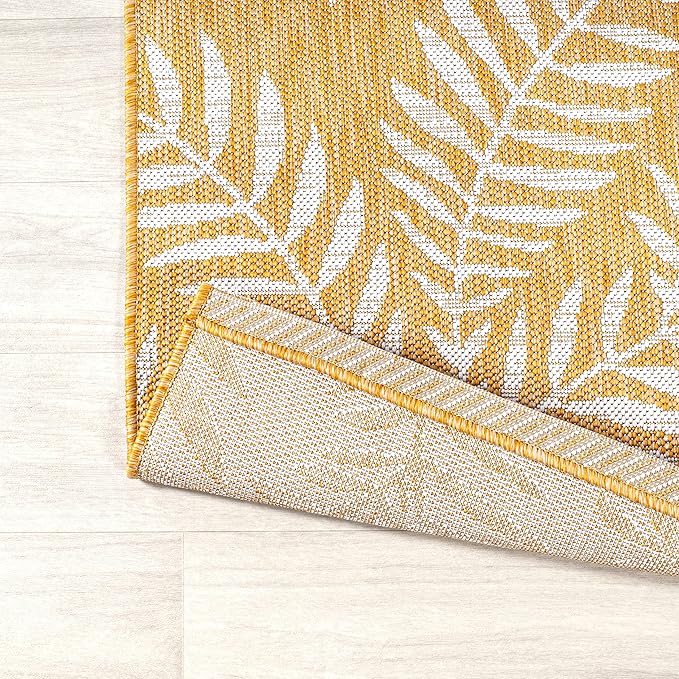 JONATHAN Y Palm Frond Indoor Outdoor Area Rug 8X10 Yellow/Cream, Nevis for Backyard, Patio, Porch, Easy-Cleaning, High Traffic, Pet-Friendly, Non-Shedding (SMB119C-8)