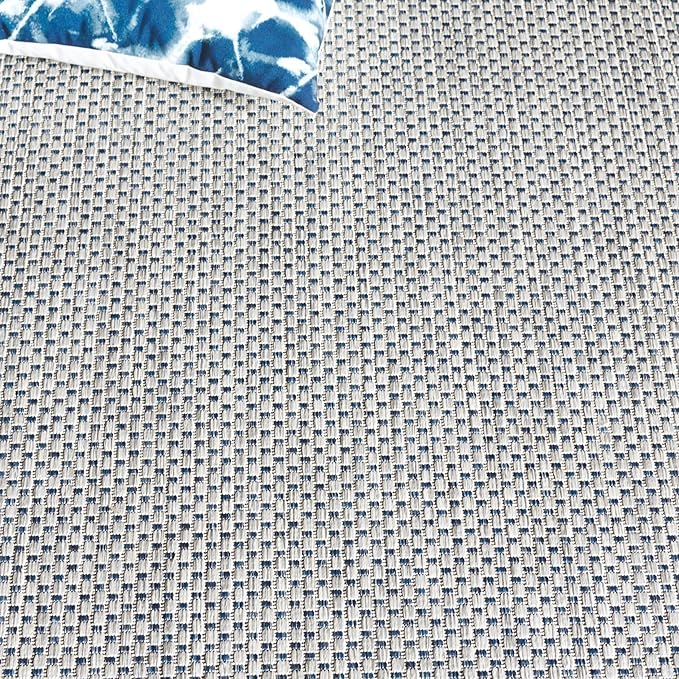 SAFAVIEH Washable Rug Outdoor Courtyard Collection - 2'3" x 12' Runner, Grey & Navy, Non-Shedding & Easy Cleaning, Ideal for Patio, Entryway, Mudroom, Hallway, Kitchen (CY8521-36812)