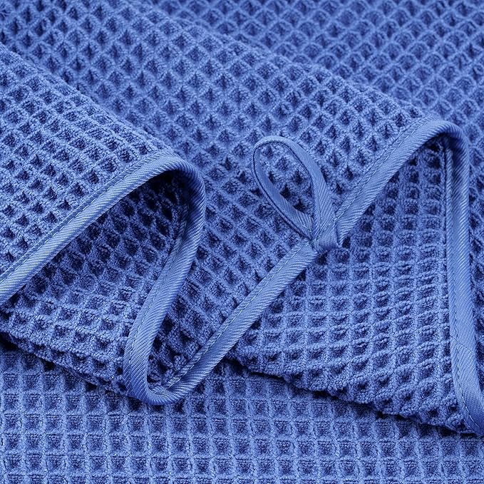 POLYTE Oversize, 60 x 30 in., Quick Dry Lint Free Microfiber Bath Towel Set, 6 Piece (Waffle Weave)