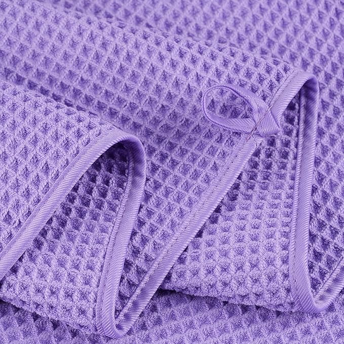 POLYTE Oversize, 60 x 30 in., Quick Dry Lint Free Microfiber Bath Towel Set, 6 Piece (Waffle Weave)