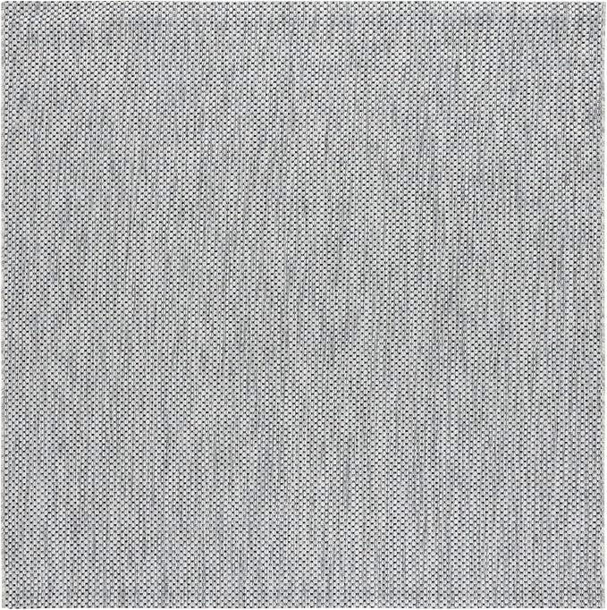 SAFAVIEH Washable Rug Outdoor Courtyard Collection - 10' Square, Grey & Navy, Non-Shedding & Easy Cleaning, Ideal for Patio, Backyard, Mudroom (CY8521-36812)