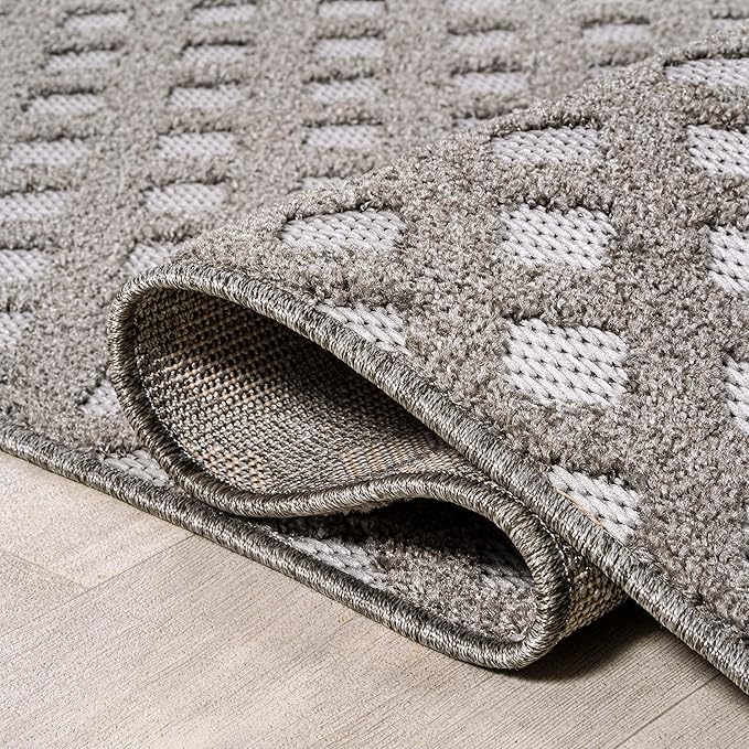 JONATHAN Y Mini-Diamond Trellis Indoor Outdoor Area Rug 3X5 Dark Gray/Ivory, Rabat High-Low Pile for Backyard, Patio, Porch, Easy-Cleaning, High Traffic, Pet-Friendly, Non-Shedding (SBH101C-3)