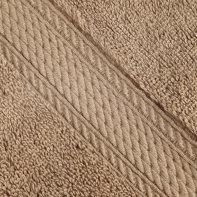 BNM Egyptian Cotton Heavyweight Towels, Ideal For Bathroom, Shower, Spa, Hotel, 800 GSM, Face/ Washcloths, Hand Towels, Bath Towels, Highly-Absorbent, Luxury Basics, 9 Piece Towel Set, Latte Brown