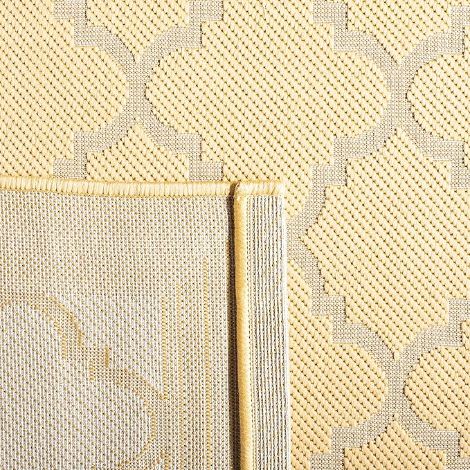 SAFAVIEH Courtyard Collection 2'7" x 5' Gold/Beige CY6918 Trellis Indoor/ Outside Waterproof Easy cleansingPatio Backyard Mudroom Area Mat