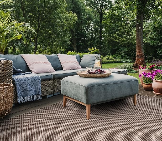 SAFAVIEH Washable Rug Outdoor Courtyard Collection - 8' x 10', Light Brown & Light Grey, Non-Shedding & Easy Cleaning, Ideal for Patio, Backyard, Mudroom, Dining Space (CY8653-36321)
