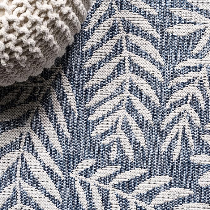 JONATHAN Y Palm Frond Indoor Outdoor Runner Rug 2X10 Navy/Ivory, Nevis for Backyard, Patio, Porch, Easy-Cleaning, High Traffic, Pet-Friendly, Non-Shedding (SMB119B-210)
