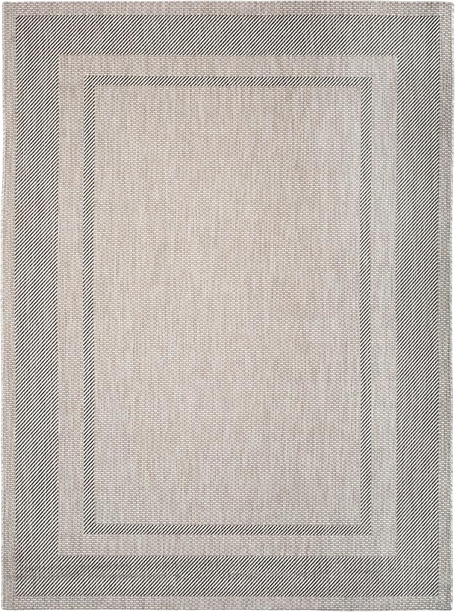 SAFAVIEH Washable Rug Outdoor Courtyard Collection - 9' x 12', Beige & Black, Non-Shedding & Easy Cleaning, Ideal for Patio, Backyard, Mudroom (CY8477-36612)