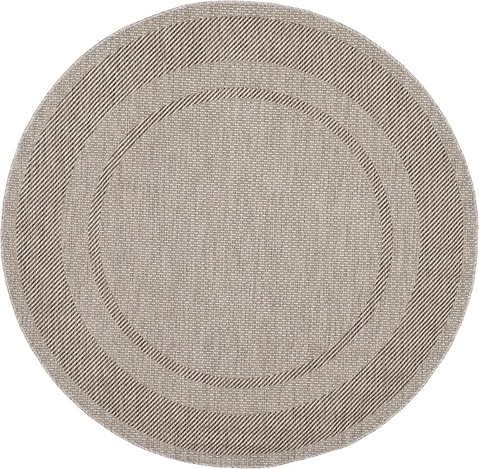 SAFAVIEH Courtyard Collection 6'7" Round Beige/Brown CY8477 Indoor/ Outdoor Waterproof Easy Cleaning Patio Backyard Mudroom Area Rug