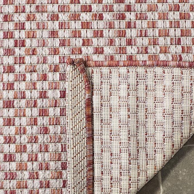 SAFAVIEH Washable Rug Outdoor Courtyard Collection - 2'3" x 12' Runner, Rust & Light Grey, Non-Shedding & Easy Cleaning, Ideal for Patio, Entryway, Mudroom, Hallway, Kitchen (CY8653-36521)