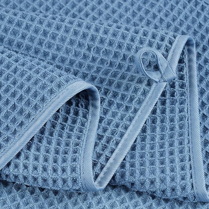 POLYTE Oversize, 60 x 30 in., Quick Dry Lint Free Microfiber Bath Towel Set, 6 Piece (Waffle Weave)