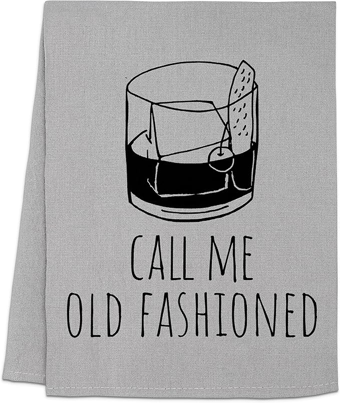 Funny Dish Towel, Call Me Old Fashioned, Flour Sack Kitchen Towel, Sweet Housewarming Gift, Farmhouse Kitchen Decor, White or Gray (Gray)