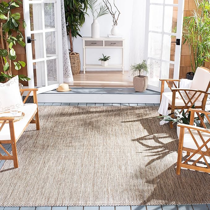 SAFAVIEH Washable Rug Outdoor Courtyard Collection - 10' Square, Aqua Blue & Grey, Non-Shedding & Easy Cleaning, Ideal for Patio, Backyard, Mudroom (CY8521-37312)
