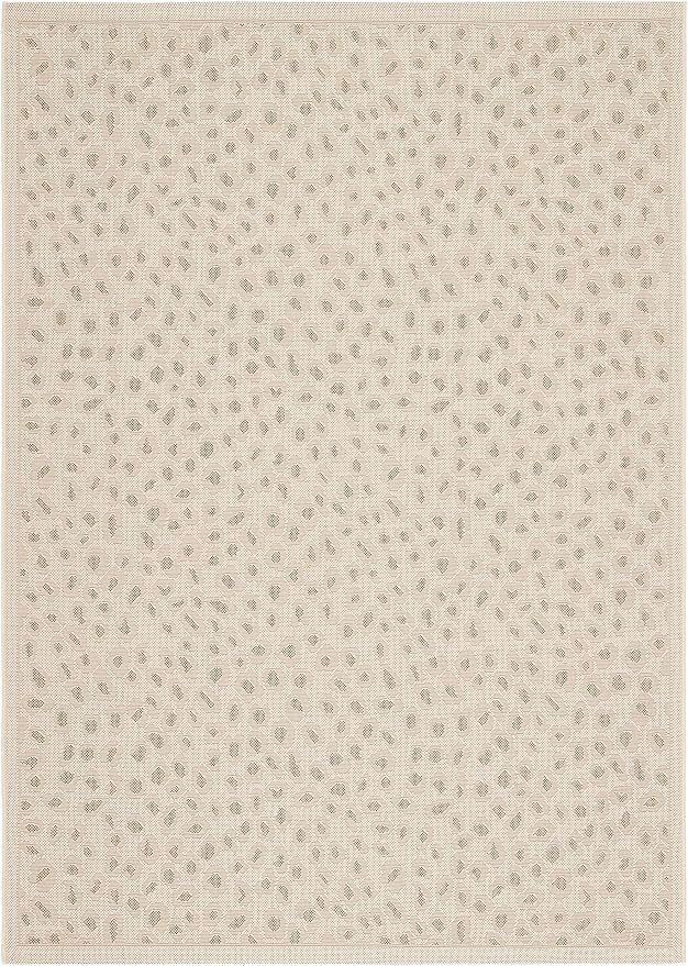 SAFAVIEH Washable Rug Outdoor Courtyard Collection - 2'7" x 5', Beige & Gold, Non-Shedding & Easy Cleaning, Ideal for Patio, Backyard, Mudroom (CY6104-23612)