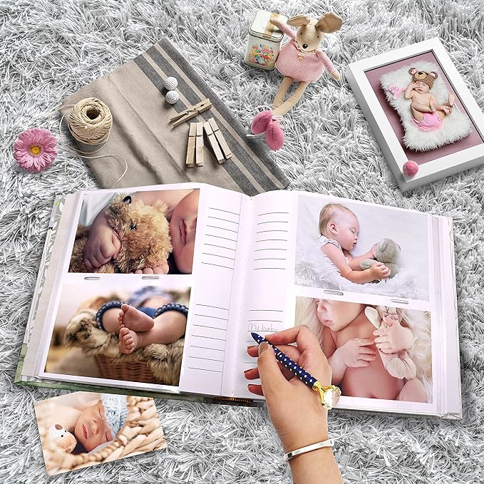 Holoary Baby Photo Album 4” x 6” 160 Photos, Newborn Baby Keepsake Gifts for Baby Boy/Girl and New Parents, Woodland Animals Design