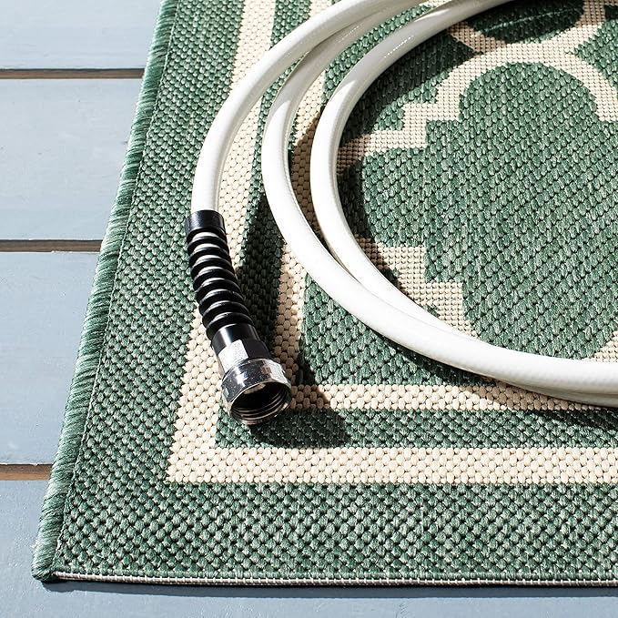 SAFAVIEH Courtyard Collection 2'7" x 5' Dark Green/Beige CY6918 Trellis Indoor/ Outside Waterproof Easy cleansingPatio Backyard Mudroom Area Mat