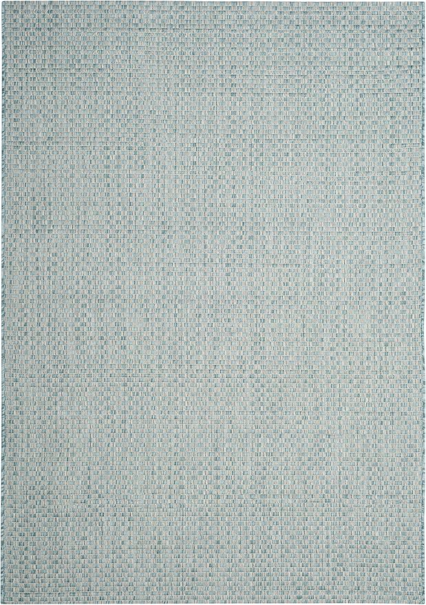 SAFAVIEH Washable Rug Outdoor Courtyard Collection - 5'3" x 7'7", Light Blue & Light Grey, Non-Shedding & Easy Cleaning, Ideal for Patio, Backyard, Mudroom (CY8653-37121)
