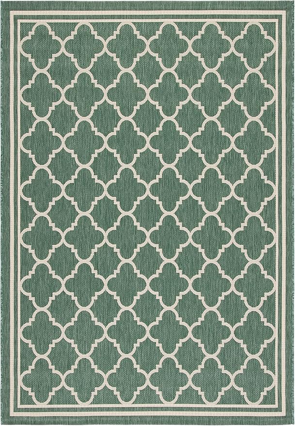 SAFAVIEH Courtyard Collection 2' x 3'7" Dark Green/Beige CY6918 Moroccan Trellis Geometric Indoor/ Outside Waterproof Easy cleansingPatio Backyard Mudroom Accent Mat