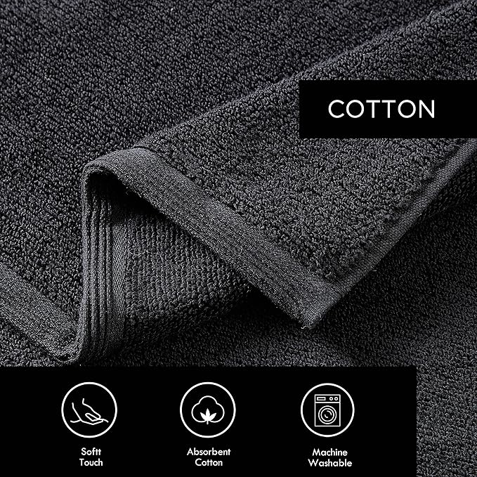 Vera Wang - Bath Towels, Highly Absorbent & Super Soft Bathroom Essentials, Oeko-Tex Certified (Sculpted Pleat Black, 6-Piece) (Pack of 6)