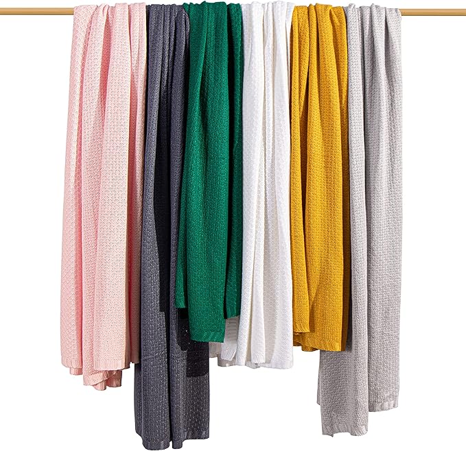 NTBAY Cable Knit Cooling Throw Blanket, Soft and Breathable Throw Blanket 51x67 Inches Made from Rayon Derived from Bamboo for Couch, Sofa, Nap, Silver Grey