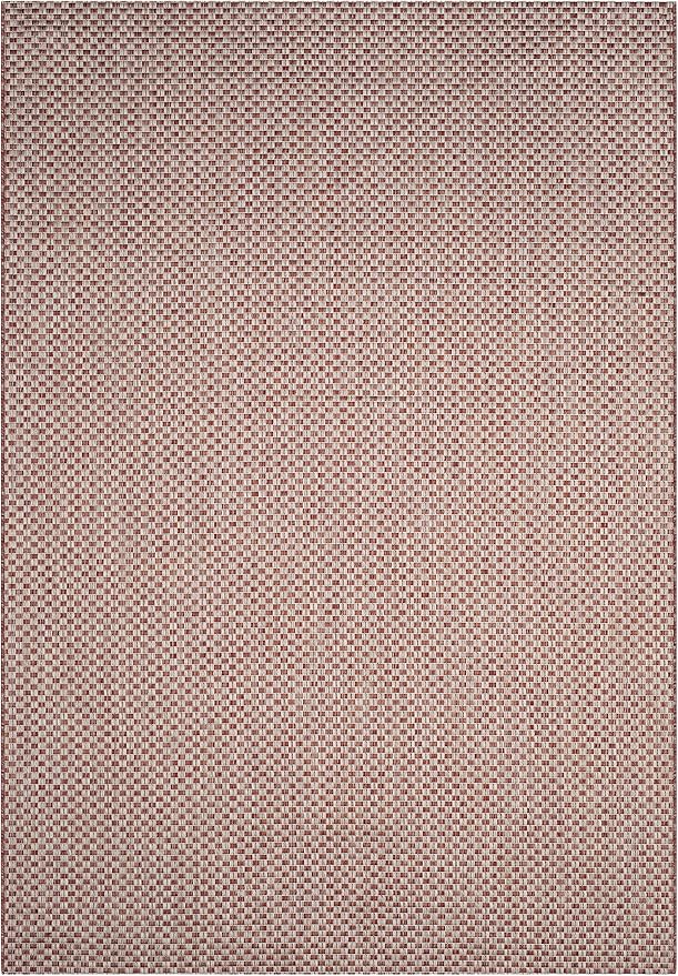 SAFAVIEH Washable Rug Outdoor Courtyard Collection - 6'7" x 9'6", Rust & Light Grey, Non-Shedding & Easy Cleaning, Ideal for Patio, Backyard, Mudroom (CY8653-36521)