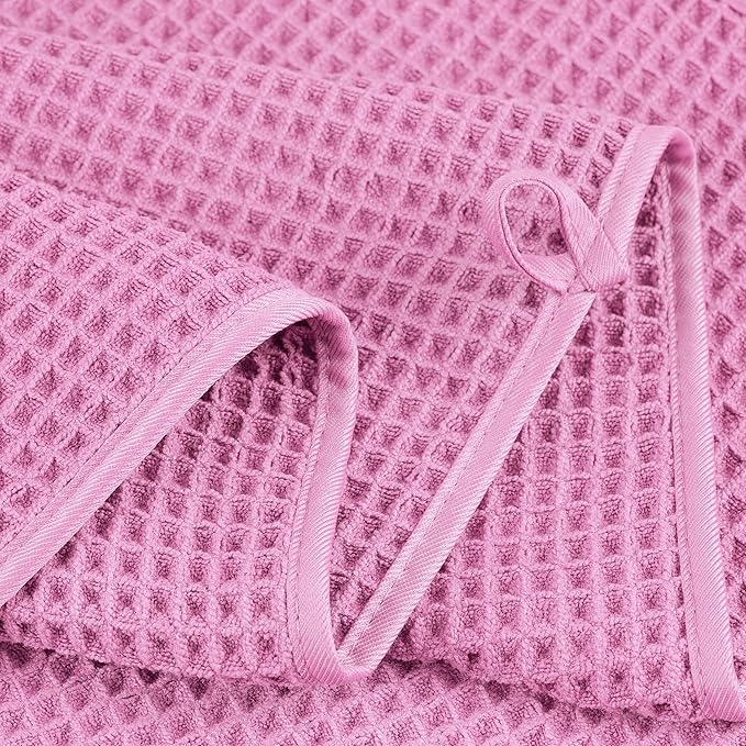 POLYTE Oversize, 60 x 30 in., Quick Dry Lint Free Microfiber Bath Towel Set, 6 Piece (Waffle Weave)