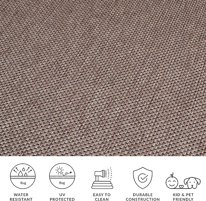 SAFAVIEH Washable Rug Outdoor Courtyard Collection - 8' x 10', Natural & Black, Non-Shedding & Easy to Clean, Ideal for Patio, Backyard, Mudroom (CY8521-37312)