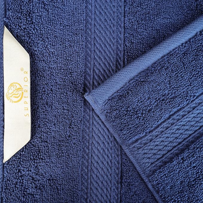 BLUENILEMILLS Madison Egyptian Cotton Towels, Towel Set for Bathroom, Shower, Hotel, Plush, 900 GSM, Highly Absorbent and Ultra-Soft Towels, Bath Essentials, 8 Piece Assorted Towel Set, Navy Blue
