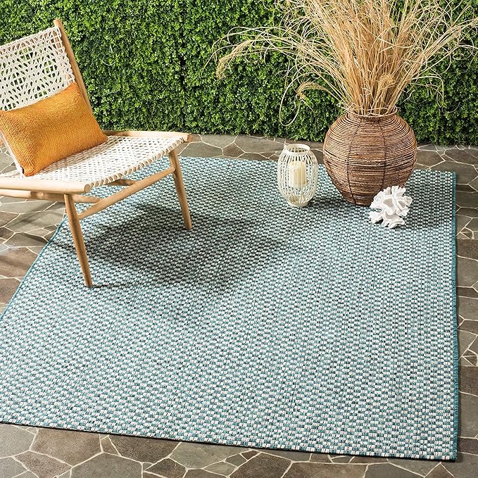 SAFAVIEH Washable Rug Outdoor Courtyard Collection - 2'7" x 5', Black & Light Grey, Non-Shedding & Easy Cleaning, Ideal for Patio, Backyard, Mudroom (CY8653-37621)