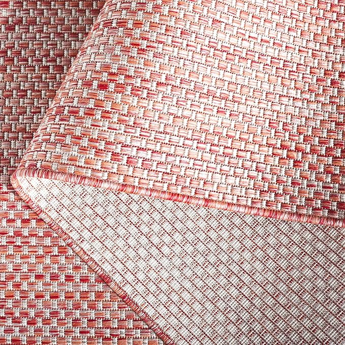 SAFAVIEH Courtyard Collection 7'1" Round Red/Beige CY8521 Indoor/ Outside Waterproof Easy cleansingPatio Backyard Mudroom Area Mat