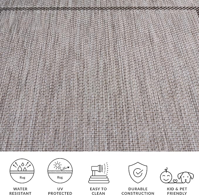 SAFAVIEH Washable Rug Outdoor Courtyard Collection - 2'3" x 5', Beige & Black, Non-Shedding & Easy to Clean, Ideal for Patio, Backyard, Mudroom (CY8477-36612)