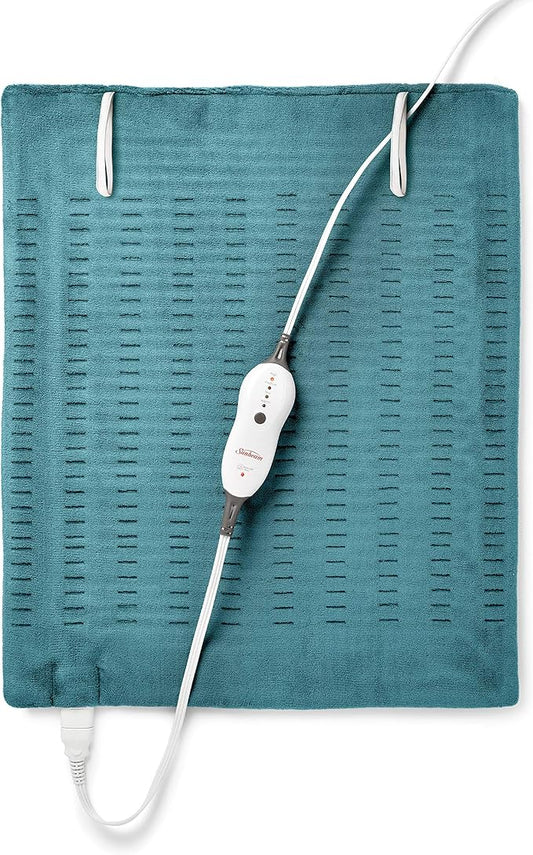 Sunbeam XXL Heating Pad, 20"x 24", For Back, Neck, Shoulder, and Period Cramp Pain Relief, 4 Heat Settings, Auto Shut-Off, Machine-Washable, Gifts For Mom & Wife, Dark Teal