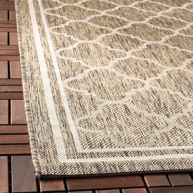 SAFAVIEH Washable Rug Outdoor Courtyard Collection - 2'3" x 6'7" Runner, Brown & Bone, Non-Shedding & Easy Cleaning, Ideal for Patio, Entryway, Mudroom, Hallway, Kitchen (CY6918-242)