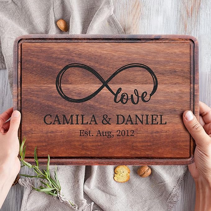 Personalized Cutting Board for Couples 2025, Wedding, Engagement Gifts for Couples, Anniversary, Bridal Shower, Housewarming, Christmas, Customized Ideas for Men, Women, Family