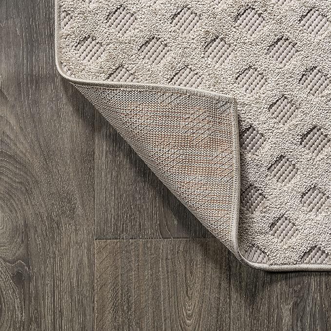 JONATHAN Y Mini-Diamond Trellis Indoor Outdoor Area Rug 4X6 Beige, Rabat High-Low Pile for Backyard, Patio, Porch, Easy-Cleaning, High Traffic, Pet-Friendly, Non-Shedding (SBH101A-4)