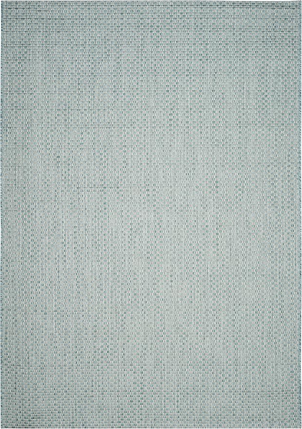 SAFAVIEH Washable Rug Outdoor Courtyard Collection - 6'7" x 9'6", Light Blue & Light Grey, Non-Shedding & Easy Cleaning, Ideal for Patio, Backyard, Mudroom (CY8653-37121)